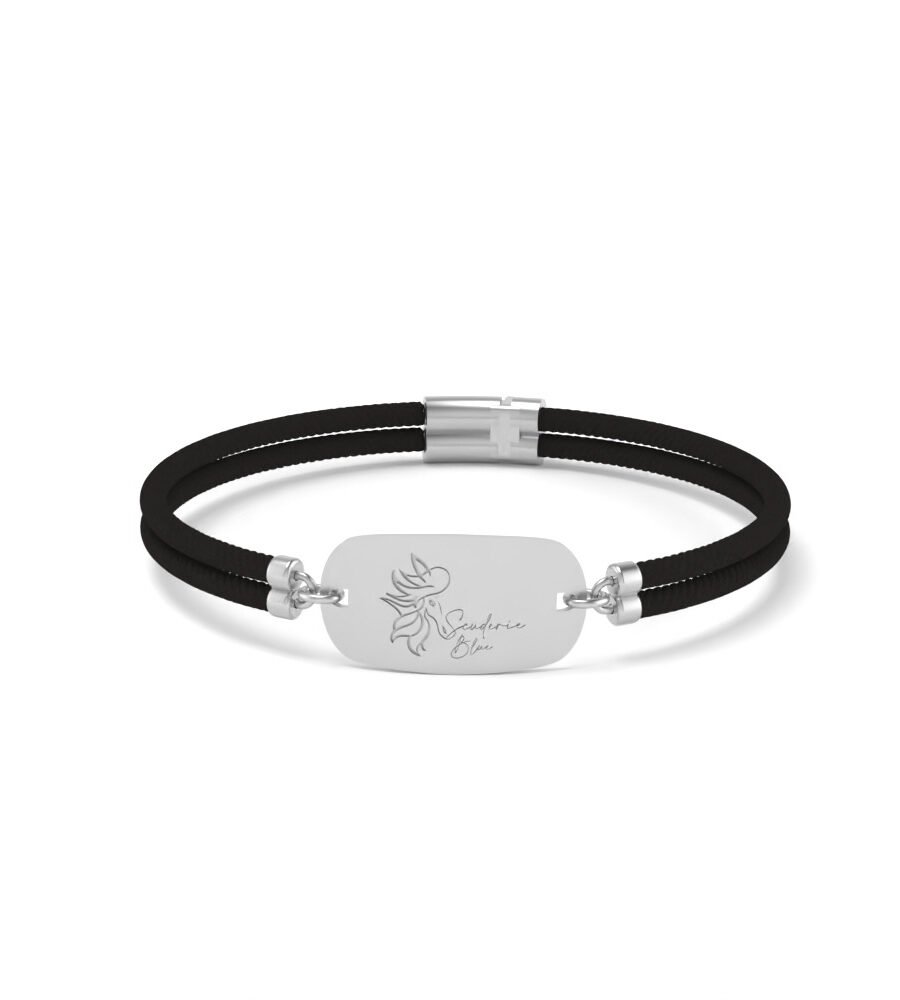 Bracciale in Argento 925 Rodiato e Cuoio